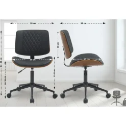 CLP Bureaustoel Plover zwart Frame - Hout - walnoot/zwart