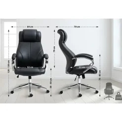 CLP Bureaustoel Salford chroom Frame - Echt leer - zwart