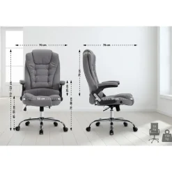 CLP Bureaustoel Thor chroom Frame - Stof - grijs