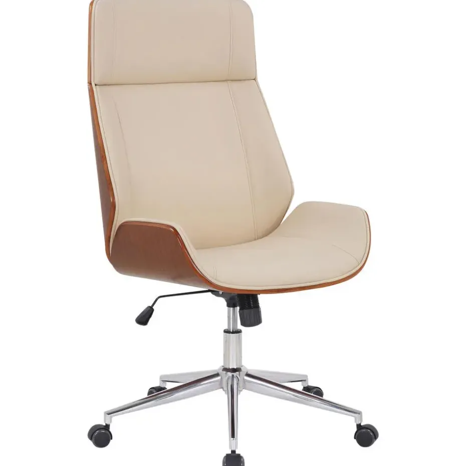 CLP Bureaustoel Varel chroom Frame - Kunstleer - walnoot/creme