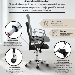 CLP Bureaustoel Washington chroom Frame - Kunstleer - zwart