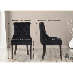 CLP Eetkamerstoel Aberdeen antiek Frame - Fluweel - zwart