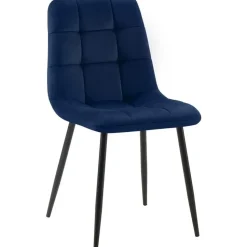 CLP Eetkamerstoel Antibes zwart Frame - Fluweel - donkerblauw