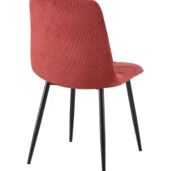 CLP Eetkamerstoel Antibes zwart Frame - Ribstof - bordeauxrood