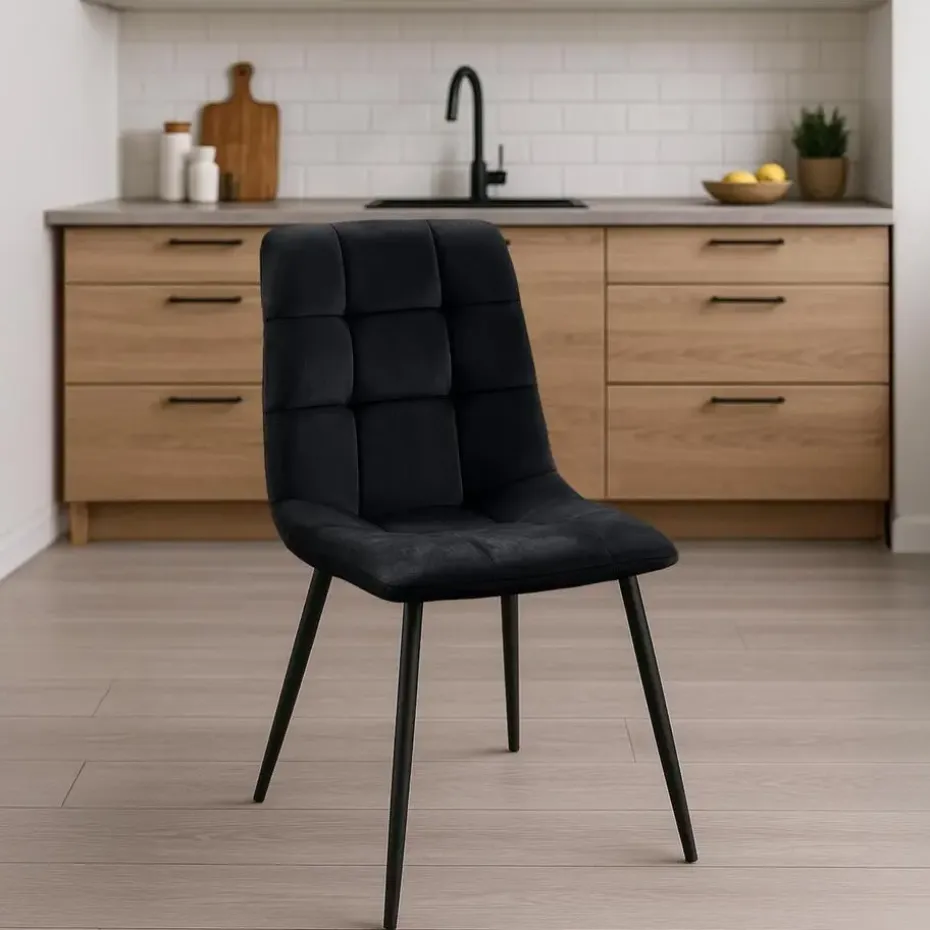 CLP Eetkamerstoel Antibes zwart Frame - Fluweel - zwart