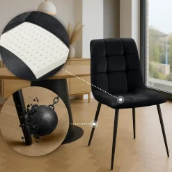 CLP Eetkamerstoel Antibes zwart Frame - Fluweel - zwart