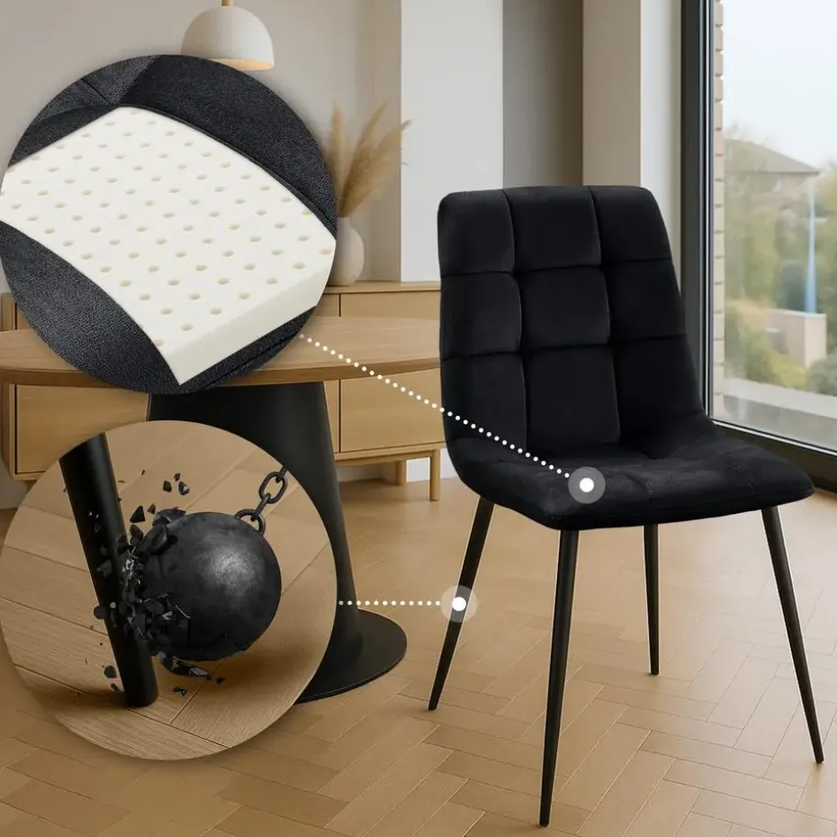 CLP Eetkamerstoel Antibes zwart Frame - Fluweel - zwart