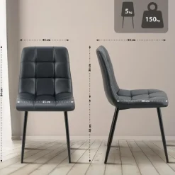 CLP Eetkamerstoel Antibes zwart Frame - Kunstleer - zwart