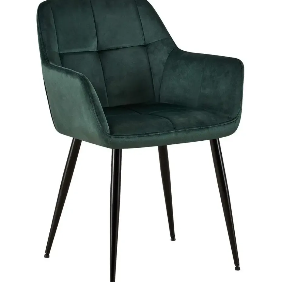 CLP Eetkamerstoel Emia zwart Frame - Fluweel - groen