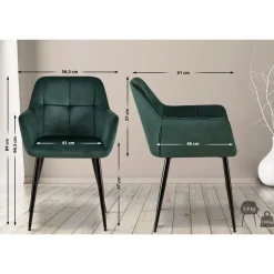 CLP Eetkamerstoel Emia zwart Frame - Fluweel - groen