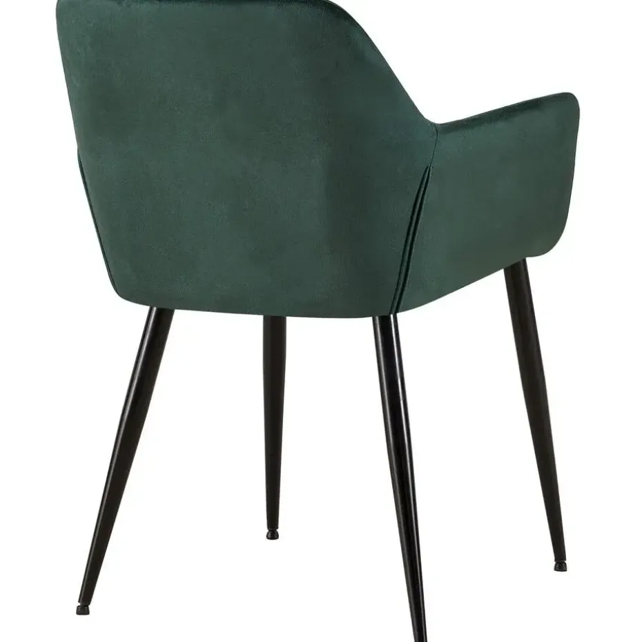 CLP Eetkamerstoel Emia zwart Frame - Fluweel - groen
