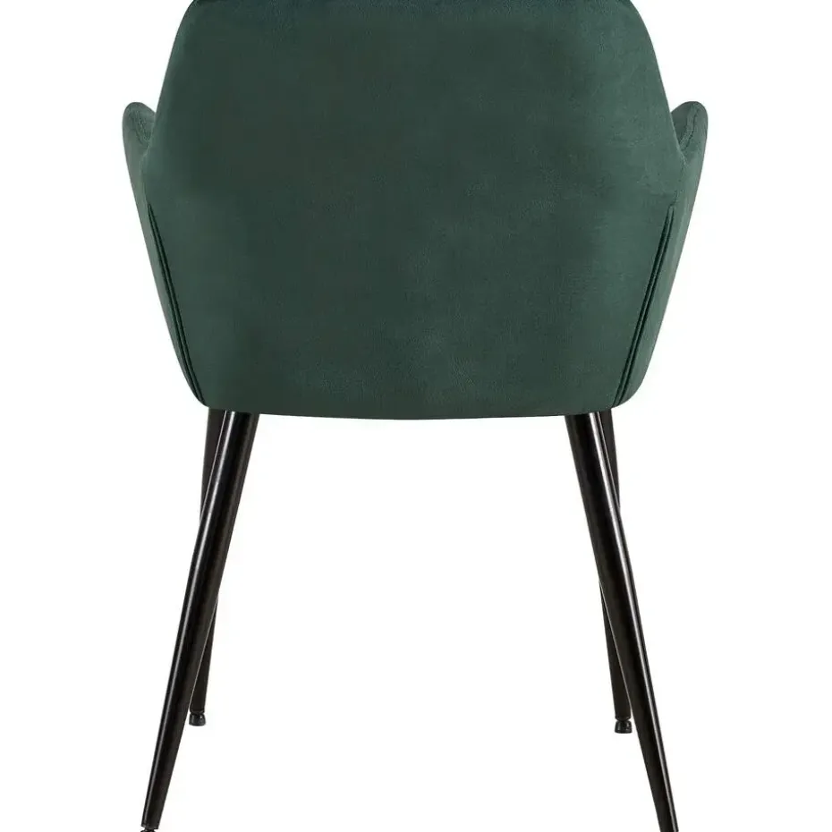 CLP Eetkamerstoel Emia zwart Frame - Fluweel - groen