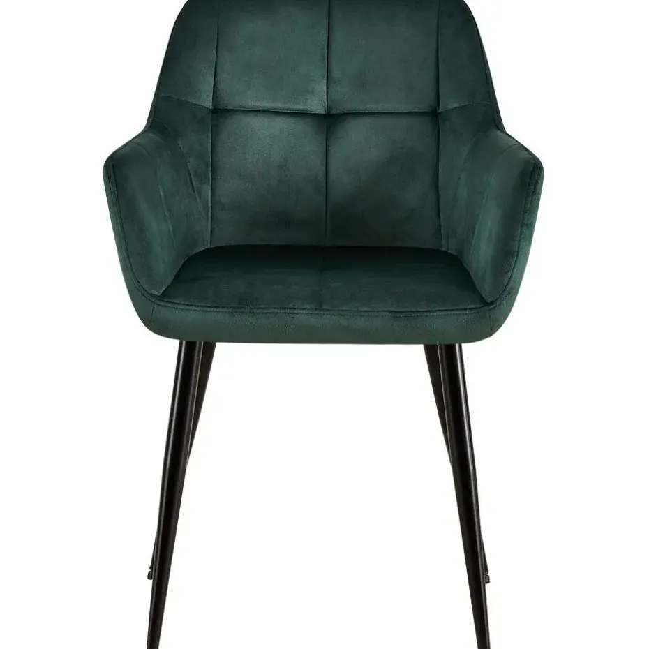 CLP Eetkamerstoel Emia zwart Frame - Fluweel - groen