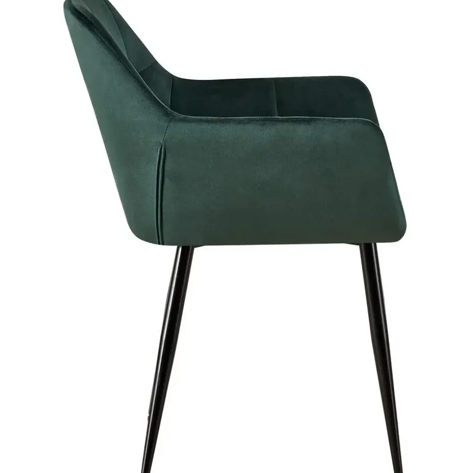 CLP Eetkamerstoel Emia zwart Frame - Fluweel - groen