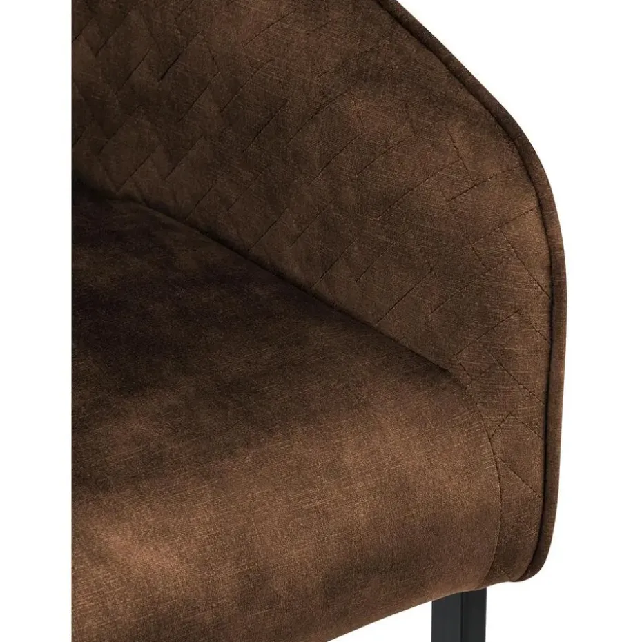 CLP Eetkamerstoel Jarik zwart Frame - Fluweel - koffie