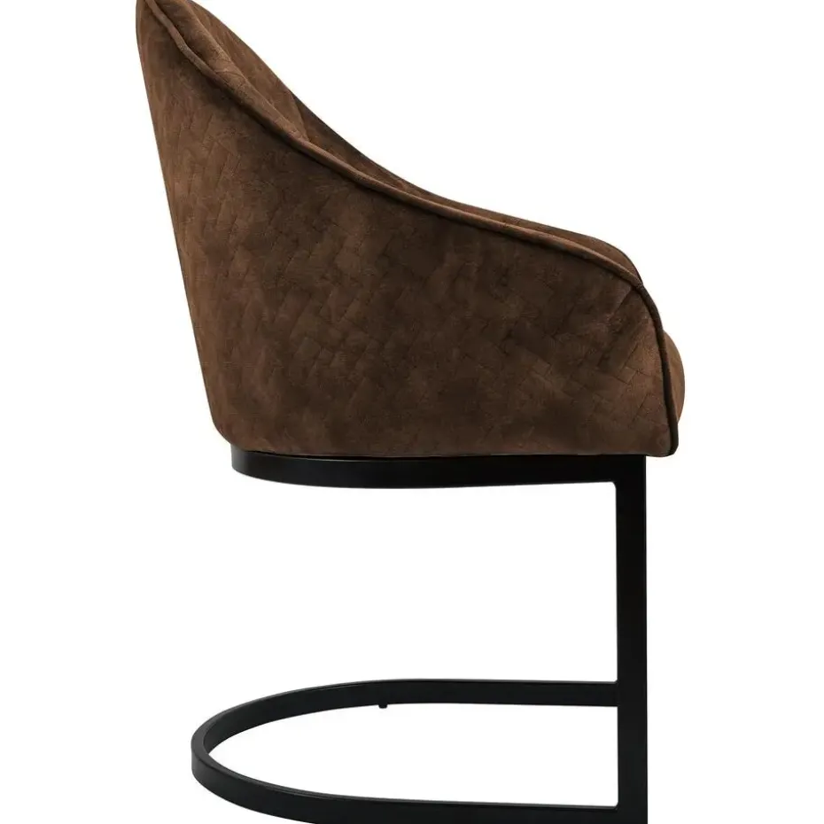 CLP Eetkamerstoel Jarik zwart Frame - Fluweel - koffie