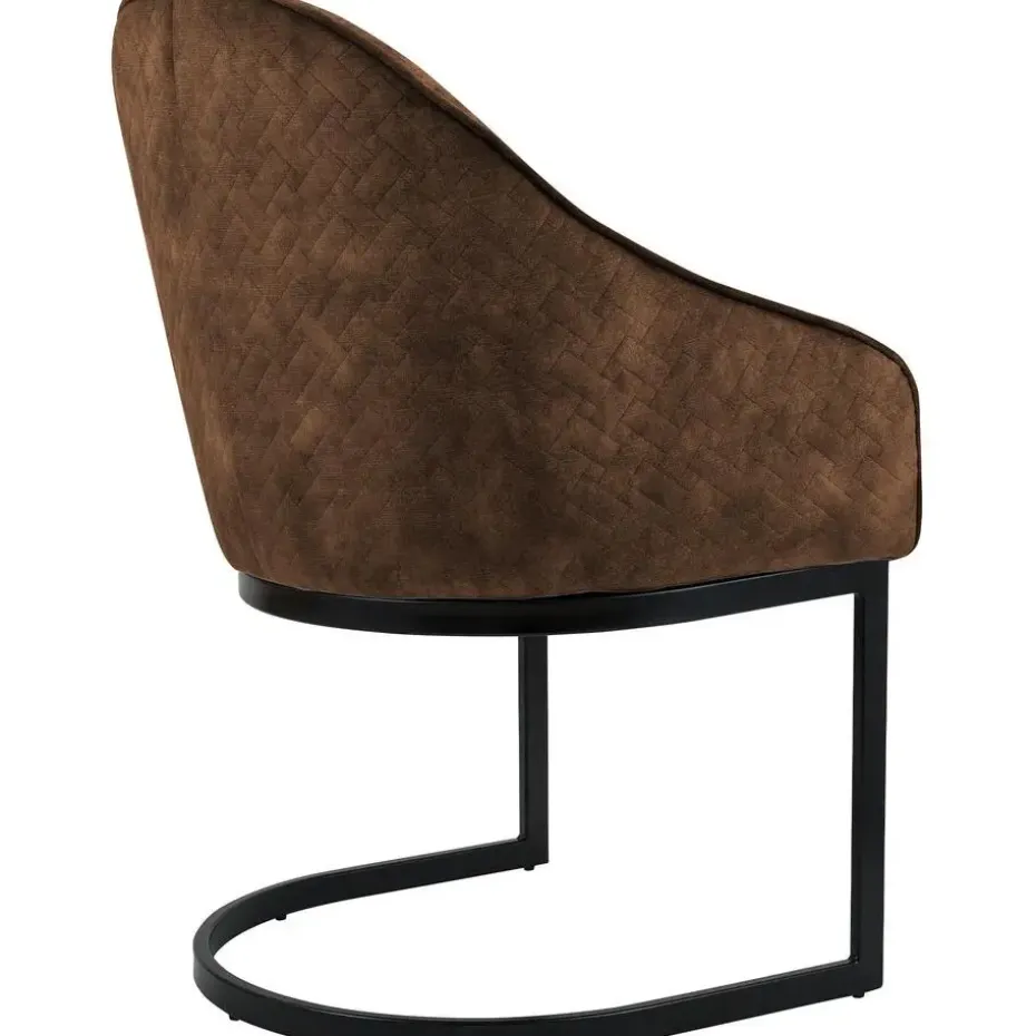 CLP Eetkamerstoel Jarik zwart Frame - Fluweel - koffie