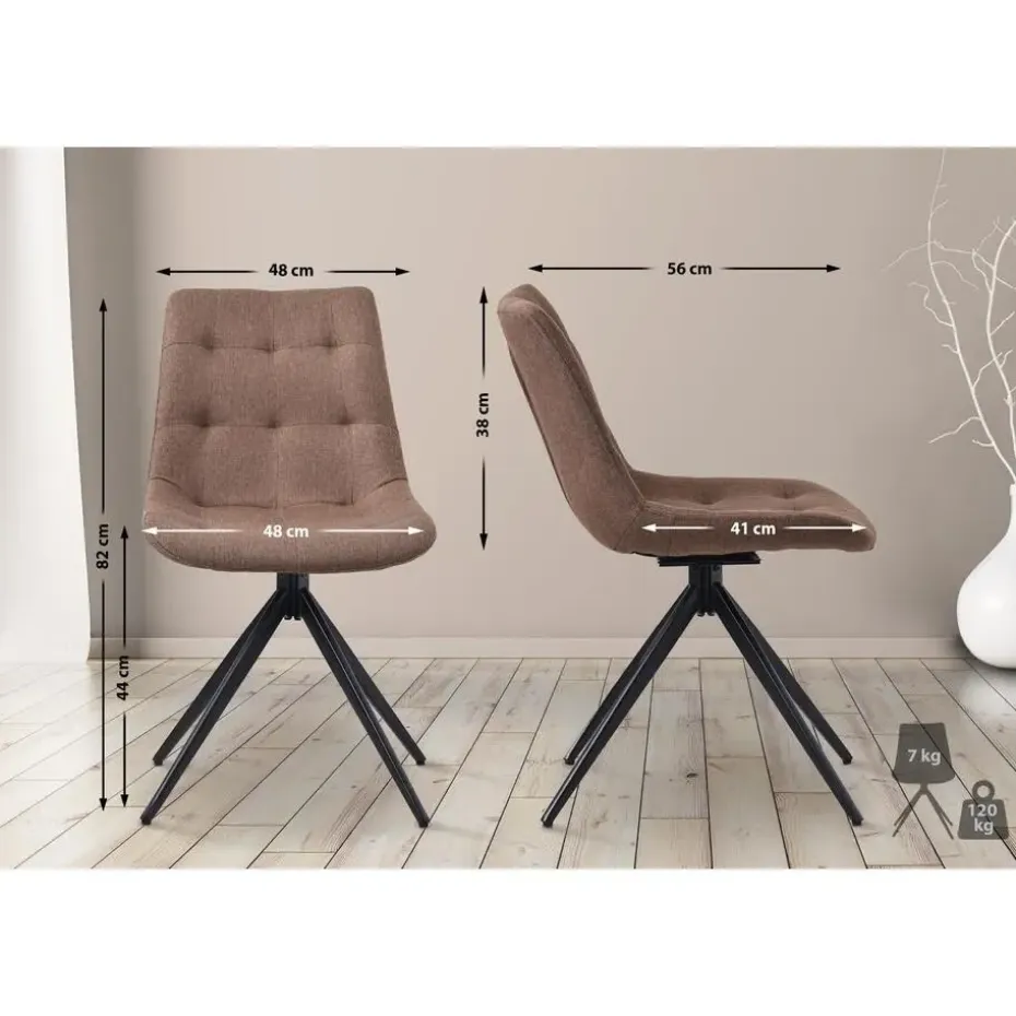 CLP Eetkamerstoel Merna zwart Frame - Stof - taupe