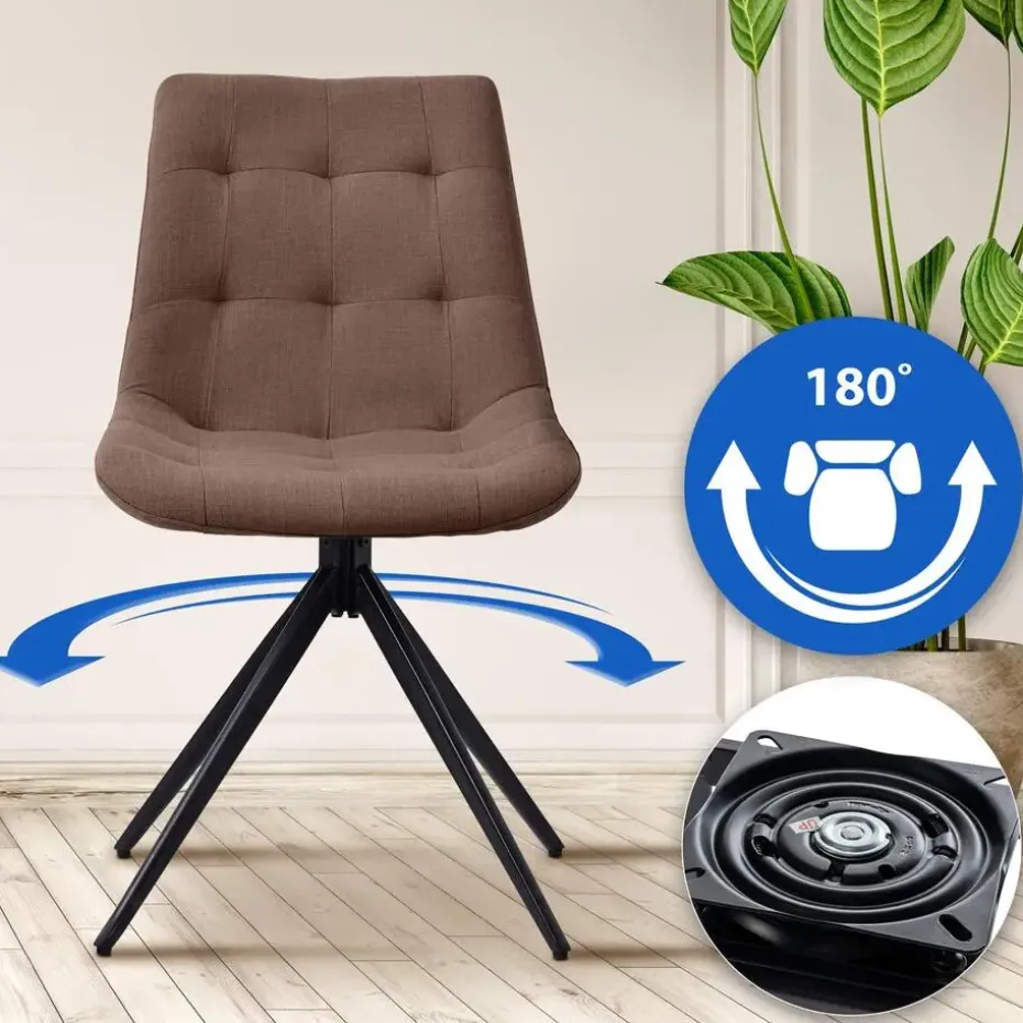 CLP Eetkamerstoel Merna zwart Frame - Stof - taupe