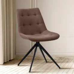 CLP Eetkamerstoel Merna zwart Frame - Stof - taupe