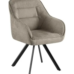 CLP Eetkamerstoel Pettuli zwart Frame - Stof - taupe