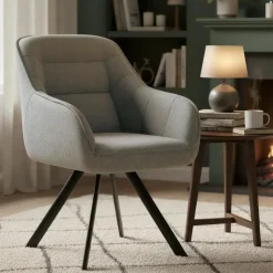 CLP Eetkamerstoel Pettuli zwart Frame - Stof - taupe