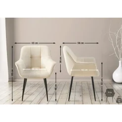 CLP Eetkamerstoel Roseville zwart Frame - Fluweel - creme