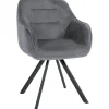 CLP Eetkamerstoel Russel zwart Frame - Fluweel - donkergrijs
