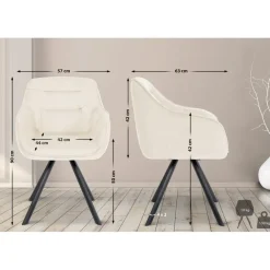 CLP Eetkamerstoel Russel zwart Frame - Fluweel - creme