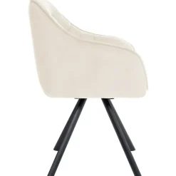CLP Eetkamerstoel Russel zwart Frame - Fluweel - creme