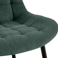 CLP Eetkamerstoel Sardna zwart Frame - Ribstof - groen