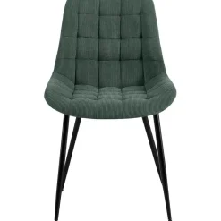 CLP Eetkamerstoel Sardna zwart Frame - Ribstof - groen