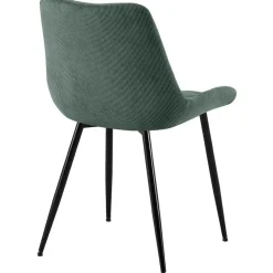 CLP Eetkamerstoel Sardna zwart Frame - Ribstof - groen