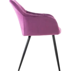 CLP Eetkamerstoel Shila zwart Frame - Fluweel - purper