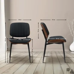 CLP Eetkamerstoel Tiffin Kunstleer - walnoot/zwart