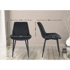 CLP Eetkamerstoel Victoria zwart Frame - Fluweel - zwart