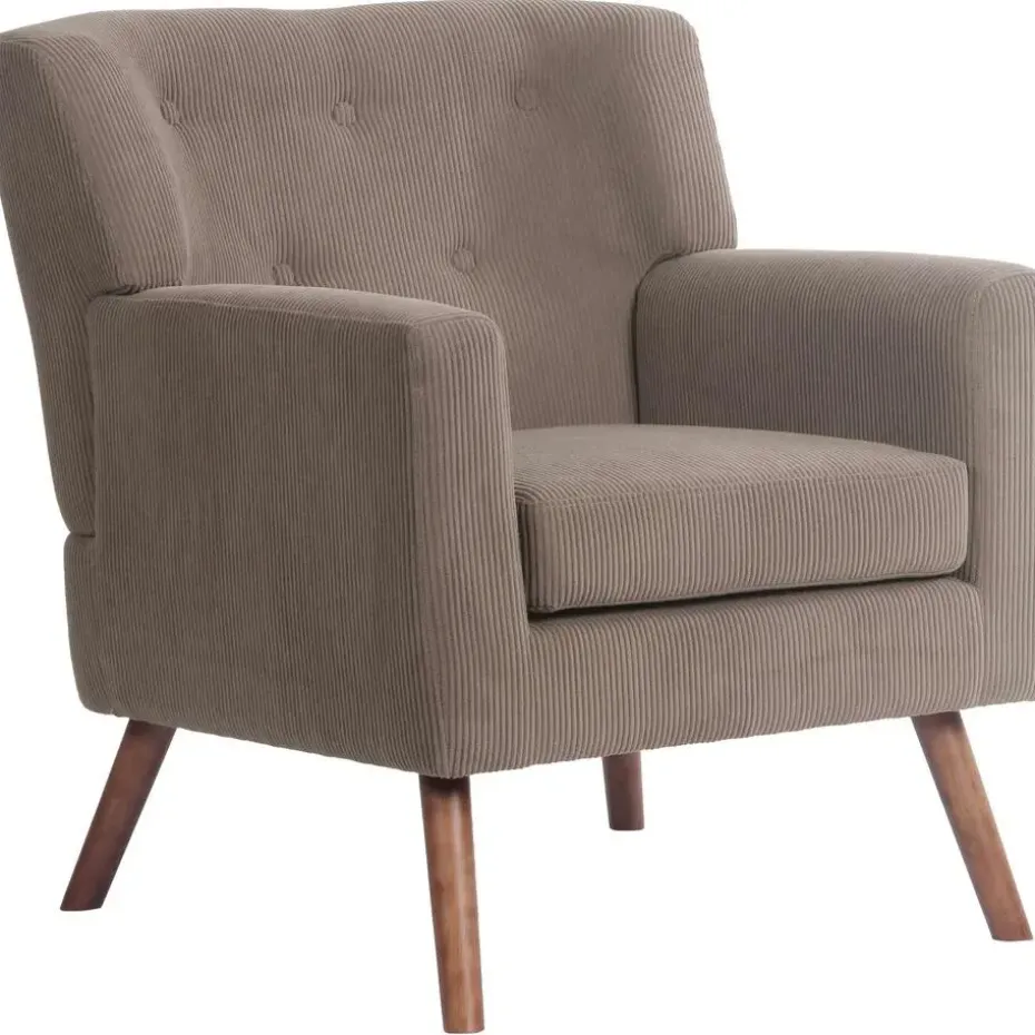 CLP Fauteuil Kioni bruin Frame - Ribstof - donkerbruin