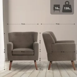 CLP Fauteuil Kioni bruin Frame - Ribstof - donkerbruin