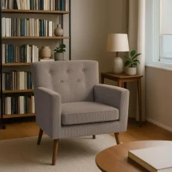 CLP Fauteuil Kioni bruin Frame - Ribstof - donkerbruin