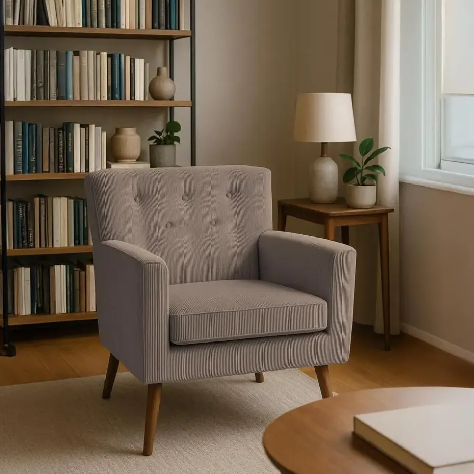 CLP Fauteuil Kioni bruin Frame - Ribstof - donkerbruin