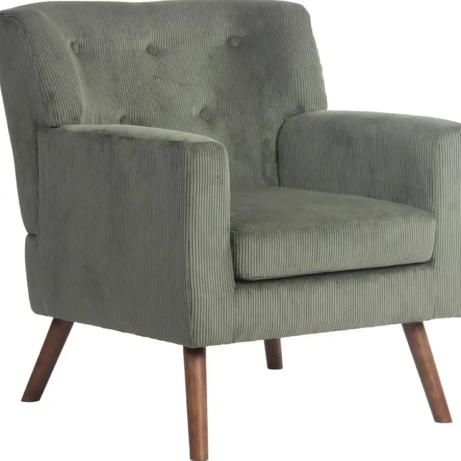 CLP Fauteuil Kioni bruin Frame - Ribstof - groen