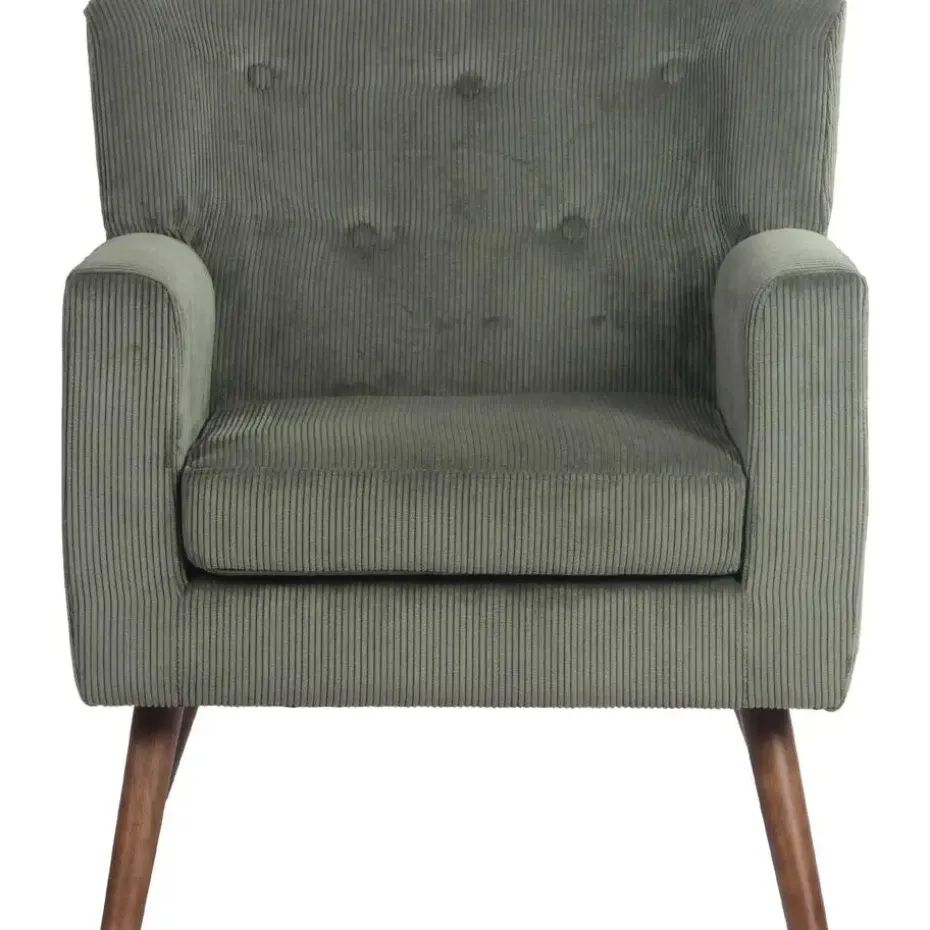 CLP Fauteuil Kioni bruin Frame - Ribstof - groen