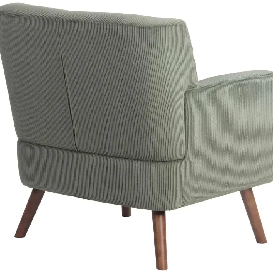 CLP Fauteuil Kioni bruin Frame - Ribstof - groen