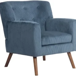 CLP Fauteuil Kioni bruin Frame - Ribstof - blauw