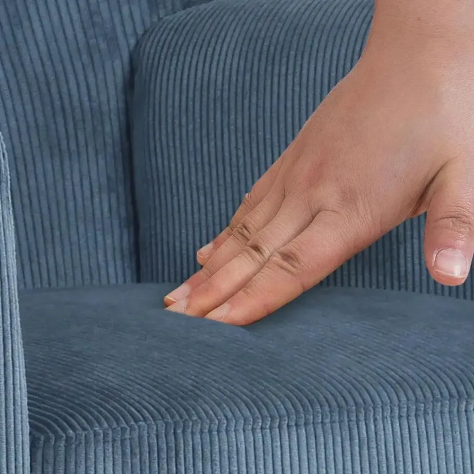 CLP Fauteuil Kioni bruin Frame - Ribstof - blauw