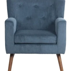 CLP Fauteuil Kioni bruin Frame - Ribstof - blauw