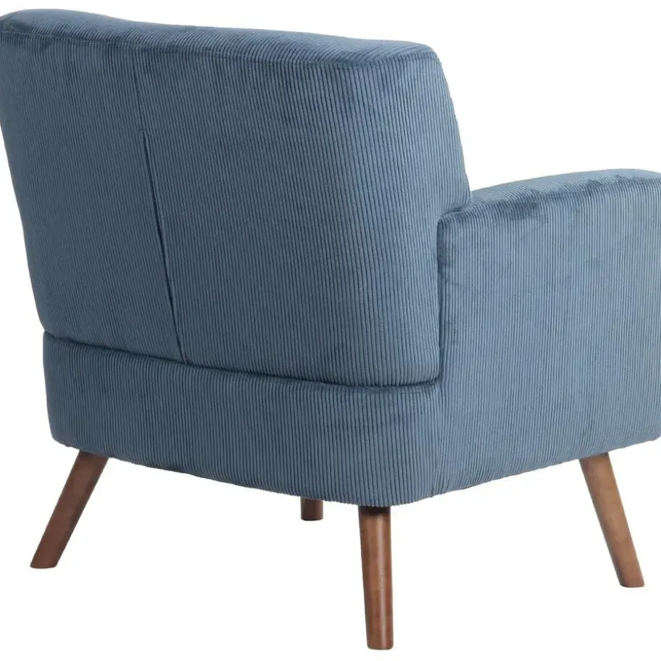 CLP Fauteuil Kioni bruin Frame - Ribstof - blauw