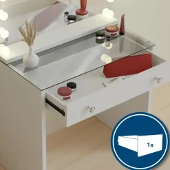 CLP Kaptafel Mereta wit Frame - Hout - wit