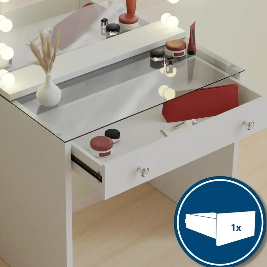 CLP Kaptafel Mereta wit Frame - Hout - wit