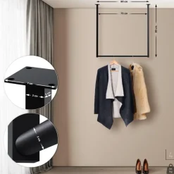 CLP Kledingrek Fenton 80x80x7 cm - zwart